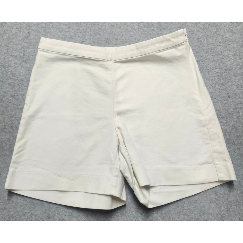 Boston Proper Womens Size 4 White Tailored Shorts Side Zip Stretch Dressy Casual
